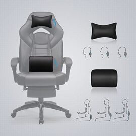 SONGMICS Fauteuil gamer ergonomique, Chaise gaming, Fauteuil de bureau, avec repose-pieds télescopique, appui-tête réglable, support lombaire, capacité de charge 150 kg, Noir OBG077B01 SONGMICS Fauteuil gamer ergonomique, Chaise gaming, Fauteuil de bureau, avec repose-pieds télescopique, appui-tête réglable, support lombaire, capacité de charge 150 kg, Noir OBG077B01 3