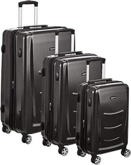 Amazon Basics Valise rigide à roulettes pivotantes, Lot de 3 valises (55 cm, 68 cm, 78 cm), Gris ardoise