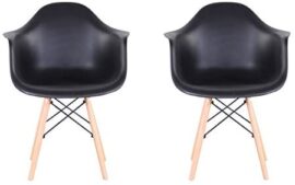 BenyLed Lot de 2 Chaises de Salle à Manger Modernes avec Accoudoir Chaise Latérale avec Pieds en Bois pour Cuisine, Salon, Noir BenyLed Lot de 2 Chaises de Salle à Manger Modernes avec Accoudoir Chaise Latérale avec Pieds en Bois pour Cuisine, Salon, Noir