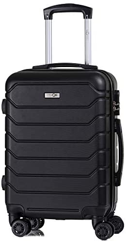 Cabin 5502 – Chariot Rigide en ABS 8 Roues 55 x 37 x 20 cm utilisable comme Bagage à Main de Taille Standard., Noir , MX5502, Valise Rigide à roulettes