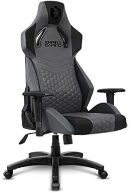 EMPIRE GAMING – Racing 900 Chaise Gaming Fauteuil de Bureau Gamer - Siège Ergonomique Coussin Lombaire Intégré - Dossier Inclinable Accoudoirs Réglable – Semilicuir Grise