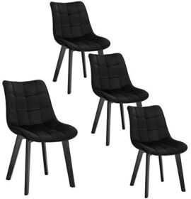 EUGAD Lot de 4 Chaises de Salle à Manger en Velours et Bois,Chaises Multi-Usage dans la Salon/la Cuisine/la Chambre,0656BY-4 Noir