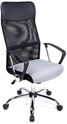 Exofcer Fauteuil de Bureau à Domicile en Maille Incurvée à Dossier Haut Chaise D'ordinateur Pivotante Chaise de Bureau Confortable (Gris)