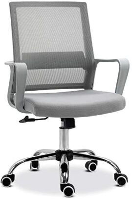 Fauteuil chaise de bureau ergonomique hauteur réglable pivotante 360° revêtement maille gris