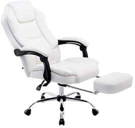 Fauteuil de Bureau Ergonomique Castle en Similicuir - Chaise Pivotante et Réglable - Repose-Pied et Accoudoirs - Charge Max. 130 kg - Couleu, Couleurs:Blanc