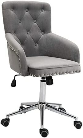 Fauteuil de bureau chaise de bureau pivotant hauteur réglable 54L x 71l x 94-110H cm velours gris