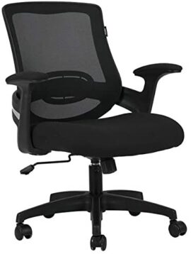 Hbada Chaise de Bureau Ergonomique avec Support Lombaire, Siège de Bureau en Maille, Fauteuil avec Accoudoir et Hauteur Réglable, Noir