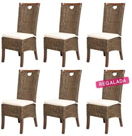 Lot de 6 chaises Racine Moka en Osier Lot de 6 chaises Racine Moka en Osier