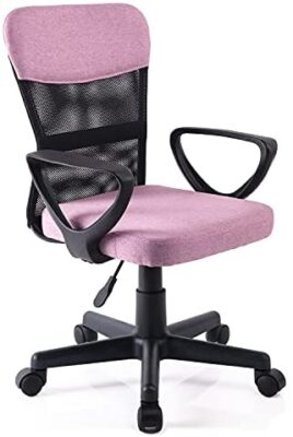 Medium Dos en Maille Home Chaise de Bureau Executive Ordinateur Hauteur réglable pivotant Chaise de Bureau - Rose-2