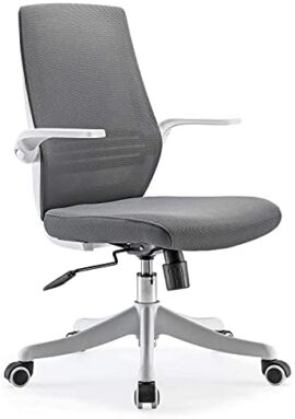 SIHOO Chaise de Bureau rotative à 360 °, Siege de Bureau Ergonomique en Maille avec Support Lombaire Confortable, accoudoirs Pliables et réversibles, Fauteuil de Bureau avec Roues en Nylon (Gris)