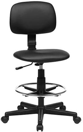 SONGMICS Fauteuil de bureau, Chaise en toile, Siège ergonomique, Tabouret, avec repose-pieds réglable, pivotant à 360°, charge 120 kg, Noir OBN027B01 SONGMICS Fauteuil de bureau, Chaise en toile, Siège ergonomique, Tabouret, avec repose-pieds réglable, pivotant à 360°, charge 120 kg, Noir OBN027B01