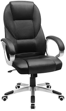 SONGMICS Fauteuil de bureau, Stable, Bonne longévité, Hauteur réglable, Ergonomique, Noir, OBG22B