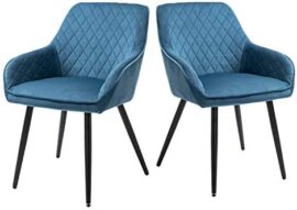 Sigtua Lot de 2 Chaises De Salle à Manger, Chaise De Salle à Manger Rembourrée en Velours avec Accoudoir Et Dossier (Blu, Velours) Sigtua Lot de 2 Chaises De Salle à Manger, Chaise De Salle à Manger Rembourrée en Velours avec Accoudoir Et Dossier (Blu, Velours)