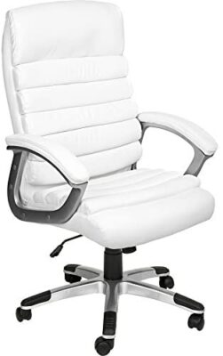 TecTake Chaise de Bureau Fauteuil de Direction Hauteur réglable | Design ondulé | diverses Couleurs au Choix (Blanc | no. 402151)