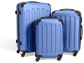 Todeco - Set de Valises, Bagages pour Voyage - Matériau: Plastique ABS - Roues: 4 Roues à Rotation 360° - Coins protégés, 51 61 71 cm, Bleu Ciel, ABS