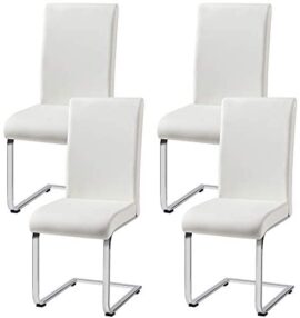 Yaheetech 4 Chaises de Salle à Manger Cuisine Siège Plus épais de 7 cm Piètement Acier Chromé Revêtement Similicuir 47cm de Hauteur Assise Blanche Yaheetech 4 Chaises de Salle à Manger Cuisine Siège Plus épais de 7 cm Piètement Acier Chromé Revêtement Similicuir 47cm de Hauteur Assise Blanche