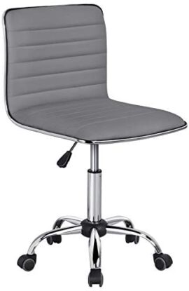 Yaheetech Chaise de Bureau sans Accoudoir à Dossier Bas Fauteuil de Bureau Travail à roulettes Assise Réglable Chaise d'Ordinateur 120 kg Chaise pour Chambre Gris