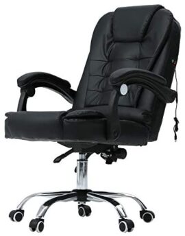 Z ZELUS Fauteuil de Bureau avec Hauteur Réglable, Chaise de Bureau de Massage pour Ordinateur Table, USB Charge Fauteil Ergonomique en PU