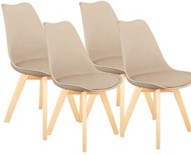 1 lot de 4 ou 6 chaises de salle à manger de couleur scandinave avec coussin en polyuréthane confortable et pieds en hêtre kaki 1 lot de 4 ou 6 chaises de salle à manger de couleur scandinave avec coussin en polyuréthane confortable et pieds en hêtre kaki