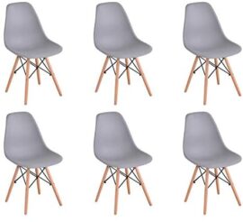 WV LeisureMaster Lot de 6 Chaises Blanches de Salle à Manger Chaise de Cuisine avec Pieds en Bois,Gris WV LeisureMaster Lot de 6 Chaises Blanches de Salle à Manger Chaise de Cuisine avec Pieds en Bois,Gris