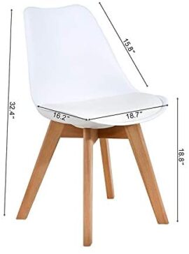 Lot de 4 Chaises Salle à Manger Scandinaves de Cuisine Rétro Rembourrée Chaise de Salle de Bureau Pieds en Bois de Chêne Massif et Coussin en Similicuir (Blanc) Lot de 4 Chaises Salle à Manger Scandinaves de Cuisine Rétro Rembourrée Chaise de Salle de Bureau Pieds en Bois de Chêne Massif et Coussin en Similicuir (Blanc) 8