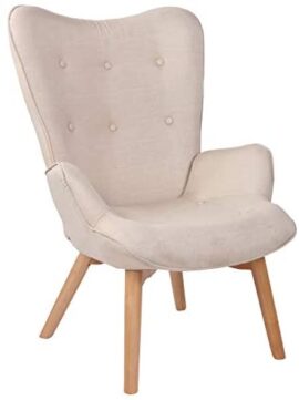 Chaise Lounge Durham en Tissu I Chaise Fauteuil pour Salon Ou Salle A Manger I Piètement en Bois I Design Scandinave, Couleur:crème Chaise Lounge Durham en Tissu I Chaise Fauteuil pour Salon Ou Salle A Manger I Piètement en Bois I Design Scandinave, Couleur:crème 2