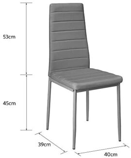 YIFAA Lot de 4 Chaises de Salle à Manger en Similicuir,Chaises de Cuisine avec Haut Dossier (4-Gris) YIFAA Lot de 4 Chaises de Salle à Manger en Similicuir,Chaises de Cuisine avec Haut Dossier (4-Gris) 2