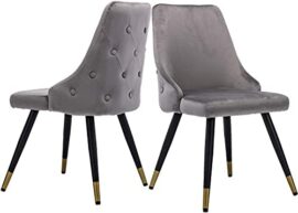 Wahson Chaises de Salle à Manger en Velours Chaise de Loisirs avec Pieds en métal et Coutures diamantées, Lot de 2 Chaise pour Salon/Cuisine (Gris, Chaises de Salle à Manger) Wahson Chaises de Salle à Manger en Velours Chaise de Loisirs avec Pieds en métal et Coutures diamantées, Lot de 2 Chaise pour Salon/Cuisine (Gris, Chaises de Salle à Manger) 8