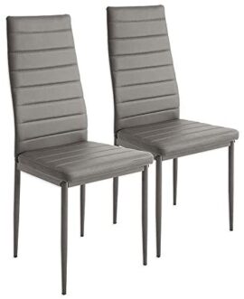 YIFAA Lot de 4 Chaises de Salle à Manger en Similicuir,Chaises de Cuisine avec Haut Dossier (4-Gris) YIFAA Lot de 4 Chaises de Salle à Manger en Similicuir,Chaises de Cuisine avec Haut Dossier (4-Gris) 8