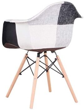 BenyLed Lot de 2 Chaises de Salle à Manger avec Accoudoirs en Tissu Patchwork avec Pieds en Bois de Hêtre Naturel Massif, Noir BenyLed Lot de 2 Chaises de Salle à Manger avec Accoudoirs en Tissu Patchwork avec Pieds en Bois de Hêtre Naturel Massif, Noir 6