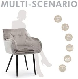 Chaise de Salle à Manger, Chaise de Loisirs en Velours Gris, Canapé à 1 Place, Siège d’accueil pour Salon/Chambre/Balcon Chaise de Salle à Manger, Chaise de Loisirs en Velours Gris, Canapé à 1 Place, Siège d’accueil pour Salon/Chambre/Balcon 2