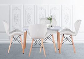 MeillAcc Un lot de 4 chaises de salle à manger médiévale scandinave, chaises en lin avec pieds en bois, adaptées pour les restaurants, le salon MeillAcc Un lot de 4 chaises de salle à manger médiévale scandinave, chaises en lin avec pieds en bois, adaptées pour les restaurants, le salon 6