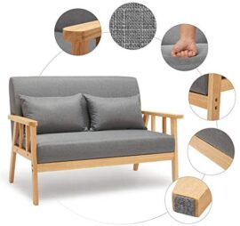 Meerveil – Canape 2 Places – Fauteuil Salon Scandinave Cadre en Bois Surface en Tissu Lin pour Petit Appartement Chambre Bureau (Gris Foncé) Meerveil – Canape 2 Places – Fauteuil Salon Scandinave Cadre en Bois Surface en Tissu Lin pour Petit Appartement Chambre Bureau (Gris Foncé) 3