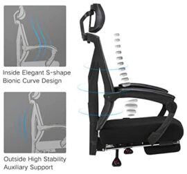 Hbada Chaise de Bureau en Maille Respirante, Fauteuil d’Ordinateur Ergonomique, Siège Pivotant avec Dossier Inclinable à 155°, Rotation à 360°, Appui-Tête et Hauteur Réglables, Noir(avec Repose-Pied) Hbada Chaise de Bureau en Maille Respirante, Fauteuil d’Ordinateur Ergonomique, Siège Pivotant avec Dossier Inclinable à 155°, Rotation à 360°, Appui-Tête et Hauteur Réglables, Noir(avec Repose-Pied) 5