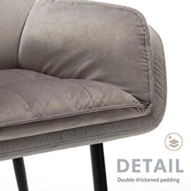 Chaise de Salle à Manger, Chaise de Loisirs en Velours Gris, Canapé à 1 Place, Siège d’accueil pour Salon/Chambre/Balcon Chaise de Salle à Manger, Chaise de Loisirs en Velours Gris, Canapé à 1 Place, Siège d’accueil pour Salon/Chambre/Balcon 5