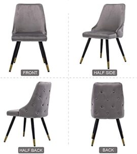 Wahson Chaises de Salle à Manger en Velours Chaise de Loisirs avec Pieds en métal et Coutures diamantées, Lot de 2 Chaise pour Salon/Cuisine (Gris, Chaises de Salle à Manger) Wahson Chaises de Salle à Manger en Velours Chaise de Loisirs avec Pieds en métal et Coutures diamantées, Lot de 2 Chaise pour Salon/Cuisine (Gris, Chaises de Salle à Manger) 4