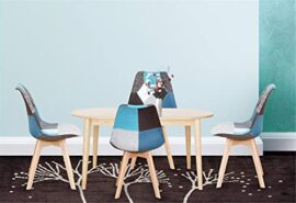 Lot de 4 chaises de salle à manger ergonomiques simples en coton et lin Patchwork bois massif Coussin éponge pour cuisine, salon, bureau (bleu, 4) Lot de 4 chaises de salle à manger ergonomiques simples en coton et lin Patchwork bois massif Coussin éponge pour cuisine, salon, bureau (bleu, 4) 8