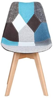 Lot de 4 chaises de salle à manger ergonomiques simples en coton et lin Patchwork bois massif Coussin éponge pour cuisine, salon, bureau (bleu, 4) Lot de 4 chaises de salle à manger ergonomiques simples en coton et lin Patchwork bois massif Coussin éponge pour cuisine, salon, bureau (bleu, 4) 3