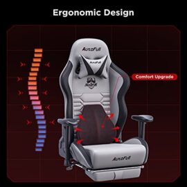 Autofull Chaise Gaming Fauteuil Gamer Ergonomique Chaise Gamer Cuir PU Chaise De Bureau, Hauteur D’assise et Inclinaison du Dossier Réglables,Appui-tête et Support lombair, Repose-Pieds,Gris Autofull Chaise Gaming Fauteuil Gamer Ergonomique Chaise Gamer Cuir PU Chaise De Bureau, Hauteur D’assise et Inclinaison du Dossier Réglables,Appui-tête et Support lombair, Repose-Pieds,Gris 3