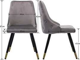 Wahson Chaises de Salle à Manger en Velours Chaise de Loisirs avec Pieds en métal et Coutures diamantées, Lot de 2 Chaise pour Salon/Cuisine (Gris, Chaises de Salle à Manger) Wahson Chaises de Salle à Manger en Velours Chaise de Loisirs avec Pieds en métal et Coutures diamantées, Lot de 2 Chaise pour Salon/Cuisine (Gris, Chaises de Salle à Manger) 5