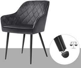 SONGMICS Chaises de Salle à Manger, Lot de 2, Fauteuils, Sièges rembourrées, accoudoirs, Largeur d’Assise 49 cm, Pieds en métal, Velours, Charge 110 kg, pour Salon, Chambre, Gris LDC088G02 SONGMICS Chaises de Salle à Manger, Lot de 2, Fauteuils, Sièges rembourrées, accoudoirs, Largeur d’Assise 49 cm, Pieds en métal, Velours, Charge 110 kg, pour Salon, Chambre, Gris LDC088G02 6