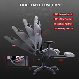 Autofull Chaise Gaming Fauteuil Gamer Ergonomique Chaise Gamer Cuir PU Chaise De Bureau, Hauteur D’assise et Inclinaison du Dossier Réglables,Appui-tête et Support lombair, Repose-Pieds,Gris Autofull Chaise Gaming Fauteuil Gamer Ergonomique Chaise Gamer Cuir PU Chaise De Bureau, Hauteur D’assise et Inclinaison du Dossier Réglables,Appui-tête et Support lombair, Repose-Pieds,Gris 5