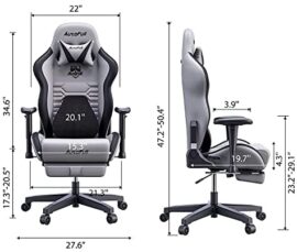 Autofull Chaise Gaming Fauteuil Gamer Ergonomique Chaise Gamer Cuir PU Chaise De Bureau, Hauteur D’assise et Inclinaison du Dossier Réglables,Appui-tête et Support lombair, Repose-Pieds,Gris Autofull Chaise Gaming Fauteuil Gamer Ergonomique Chaise Gamer Cuir PU Chaise De Bureau, Hauteur D’assise et Inclinaison du Dossier Réglables,Appui-tête et Support lombair, Repose-Pieds,Gris 6