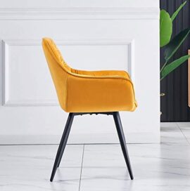 JYMTOM Chaise de salle à manger en velours épais avec siège rembourré Bar, salon Chaise d’angle avec pieds en métal, accoudoirs et dossier, jaune JYMTOM Chaise de salle à manger en velours épais avec siège rembourré Bar, salon Chaise d’angle avec pieds en métal, accoudoirs et dossier, jaune 4