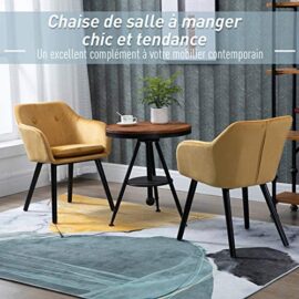 HOMCOM Chaises de Visiteur Design scandinave – Lot de 2 chaises – Pieds effilés Bois Noir – Assise Dossier accoudoirs ergonomiques Velours Moutarde HOMCOM Chaises de Visiteur Design scandinave – Lot de 2 chaises – Pieds effilés Bois Noir – Assise Dossier accoudoirs ergonomiques Velours Moutarde 4