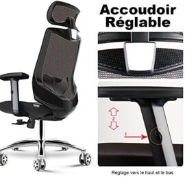 HomeGoGo Chaise de Bureau, Fauteuil d’Ordinateur Ergonomique en Maille Siège Réglable Maison Chaise Exécutive avec Appui-tête Accoudoir Fauteuil Pivotant pour Hommes Femmes, Charge 150kg, LJ-2033A HomeGoGo Chaise de Bureau, Fauteuil d’Ordinateur Ergonomique en Maille Siège Réglable Maison Chaise Exécutive avec Appui-tête Accoudoir Fauteuil Pivotant pour Hommes Femmes, Charge 150kg, LJ-2033A 4