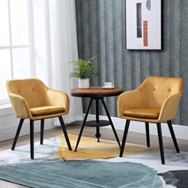 HOMCOM Chaises de Visiteur Design scandinave – Lot de 2 chaises – Pieds effilés Bois Noir – Assise Dossier accoudoirs ergonomiques Velours Moutarde HOMCOM Chaises de Visiteur Design scandinave – Lot de 2 chaises – Pieds effilés Bois Noir – Assise Dossier accoudoirs ergonomiques Velours Moutarde 2