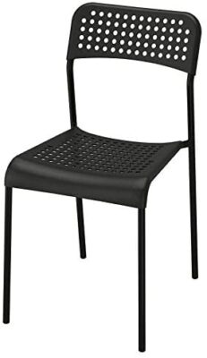 Adde Chaise empilable moderne avec pieds en acier pour cuisine ou bureau Couleur : noir