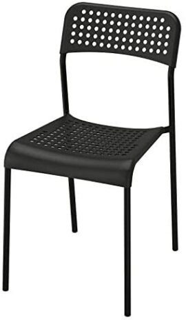 Adde Chaise empilable moderne avec pieds en acier pour cuisine ou bureau Couleur : noir Adde Chaise empilable moderne avec pieds en acier pour cuisine ou bureau Couleur : noir