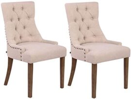 CLP Lot De 2 Chaises De Salle A Manger Aberdeen en Tissu I Chaise Rembourrée avec Piétement en Bois D’Hévéa Et Dossier, Couleur:crème, Couleur du Cadre:Antique Clair CLP Lot De 2 Chaises De Salle A Manger Aberdeen en Tissu I Chaise Rembourrée avec Piétement en Bois D’Hévéa Et Dossier, Couleur:crème, Couleur du Cadre:Antique Clair